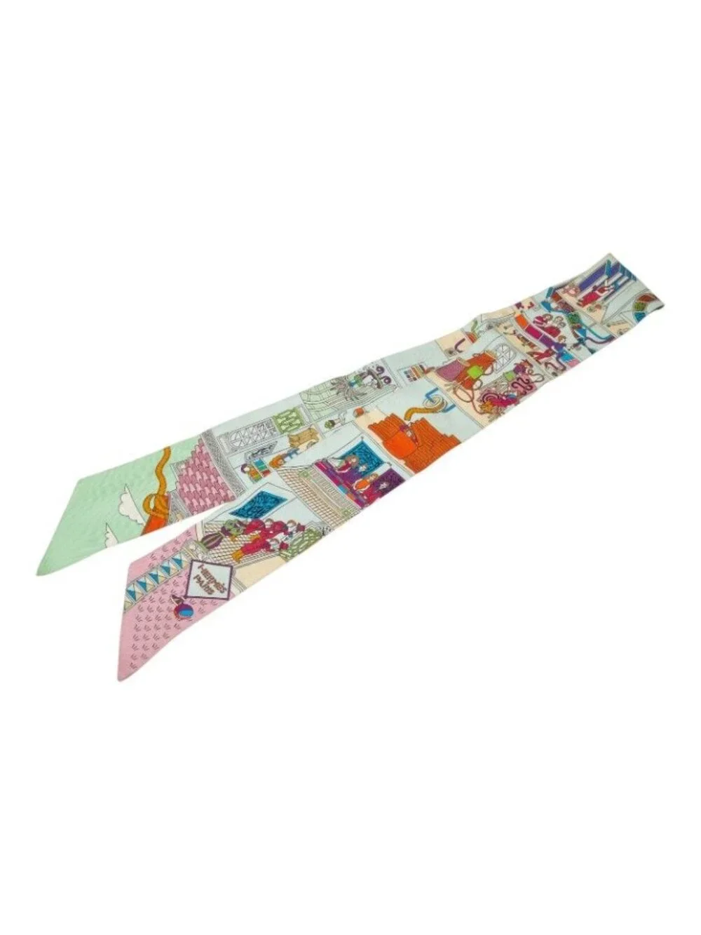 Hermes Twilly la Maison Des Carres Des Carre Scarf Light Blue Multicolor - Picture 2 of 4